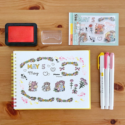 [LIMITED EDITION} Sakuralala x Igloo*Dining* 365™ Clear Stamps - May Set with Washi Sheets