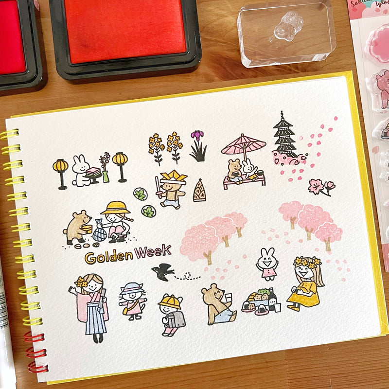 [LIMITED EDITION] Sakuralala x Igloo*Dining* 365™ Clear Stamps - March Set with Washi Sheets