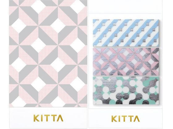 King Jim Hitotoki KITTA Wide Washi Tape with Silver Foil - Geometry