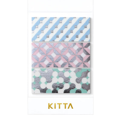 King Jim Hitotoki KITTA Wide Washi Tape with Silver Foil - Geometry