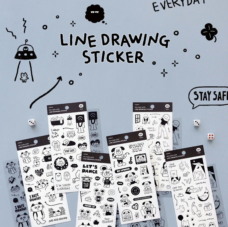 Iconic Line Drawing Stickers