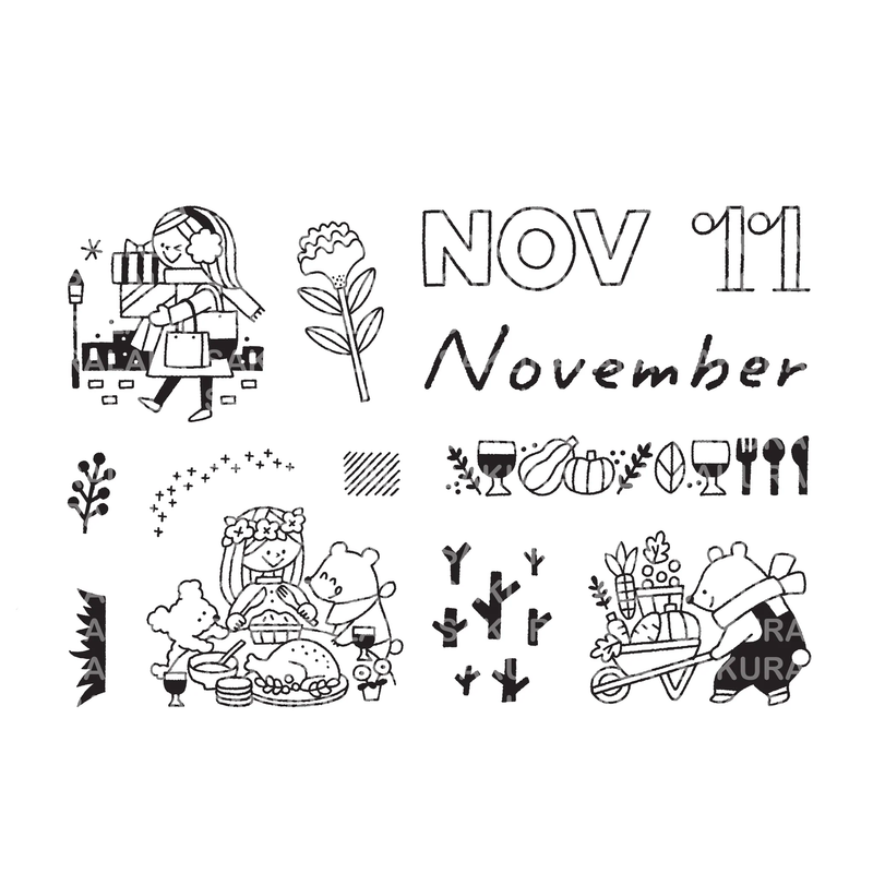 Sakuralala x Igloo*Dining* 365™ Clear Stamps - November
