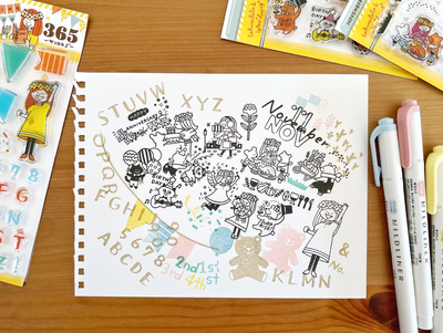 [LIMITED EDITION] Sakuralala x Igloo*Dining* 365™ Clear Stamps - November Set with Washi Sheets