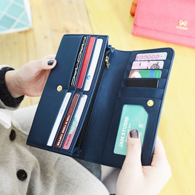 Jam Studio Lovelyborn Snap Long Wallet - Navy