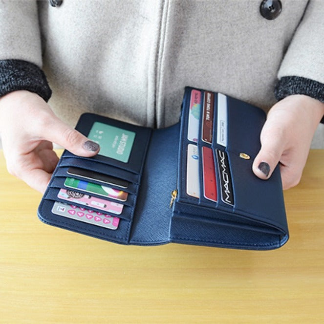 Jam Studio Lovelyborn Snap Long Wallet - Navy